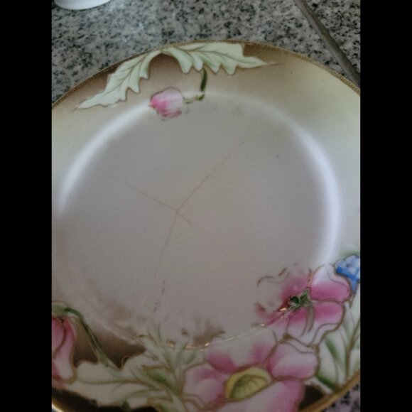 ANTIQUE NIPPON PINK FLORAL MORIAGE GOLD GILT BERRY Saucer - Picture 2 of 3